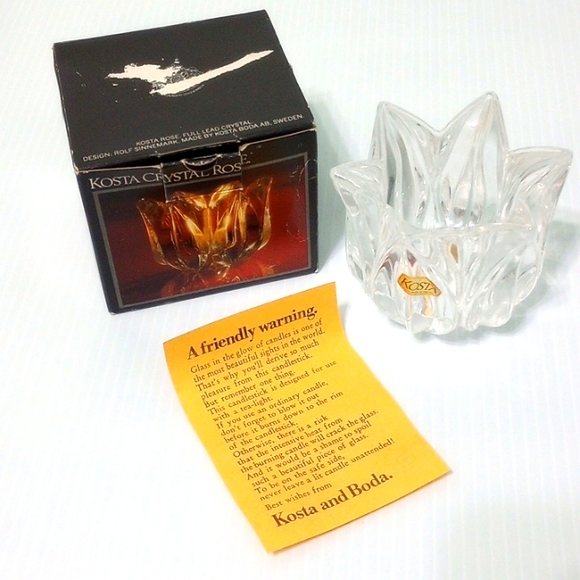 Vintage Kosta Boda Sweden Crystal Rose Candle Holder - Picture 8 of 9